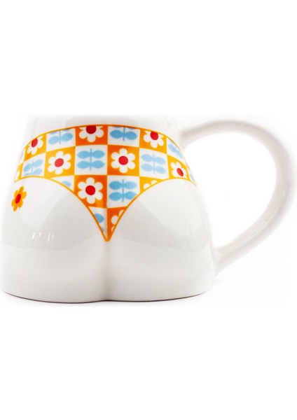 Çiçekli Bikinili El Yapımı Beyaz Parlak Popo Kupa - El Işçiliği Hediyelik Kupa Bardak Mug modelleri