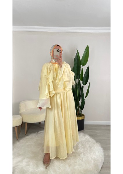 Diana Fırfırlı Şifon Kumaş Ikili Etekli Takım