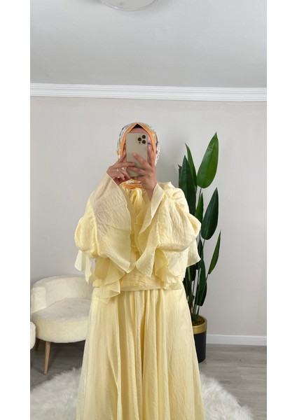 Diana Fırfırlı Şifon Kumaş Ikili Etekli Takım modelleri