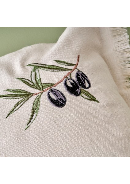 Olive Nakışlı Kırlent Kılıfı Bej (35X50 Cm) fiyatları