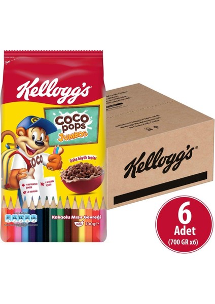 Coco Pops Jumbos BTS Mısır Gevreği 700X6 Adet, Lif, Demir Ve 6 Vitamin Içer