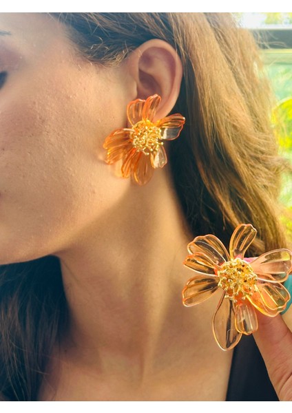 Çiçekli Mika Kadın Küpe 7 cm fiyatları