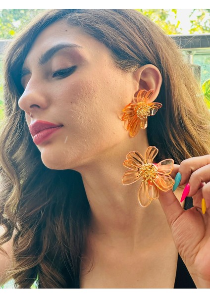 Çiçekli Mika Kadın Küpe 7 cm modelleri