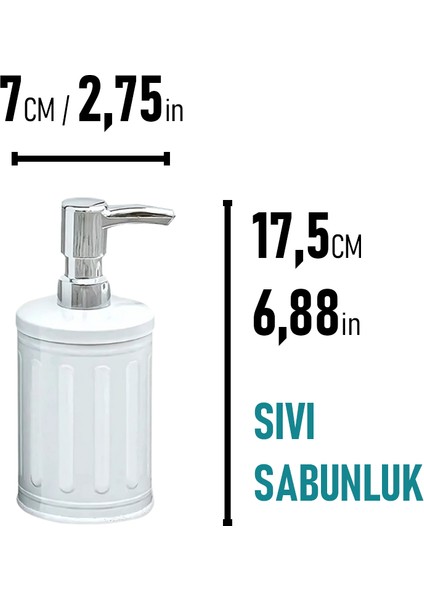 Vintage 4'lü Çöp Kovası Banyo Seti Çizgili fırsatları