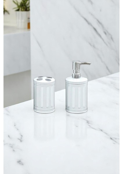 Dörtlü Banyo Seti Beyaz Vintage