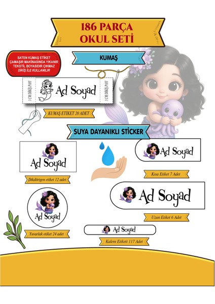 Okul Etiketi Sticker Kıyafet Etiketi fiyatları