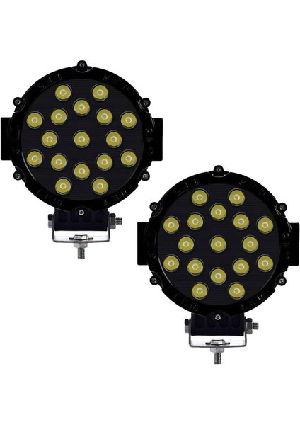 Off Road Sis Lambası Siyah 16 cm Yuvarlak 17 LED 2 Adet