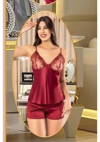 1005 Kadın Bordo Çeyizlik Dantelli Saten 6 Lı Takım fırsatları