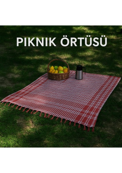 Kırmızı Çok Amaçlı Sofra Bezi Piknik Örtüsü 150 x 150 cm