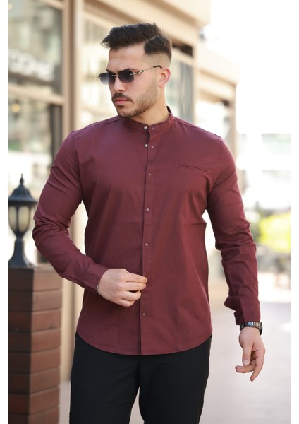 Hakim Yaka Slim Fit Battal Gömlek