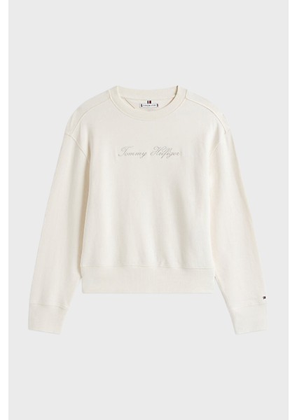 Pamuklu Regular Fit Bisiklet Yaka Logolu Sweat Bayan Sweat WW0WW47159 Ya8 indirimleri