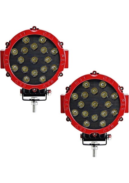 Off Road Sis Lambası Kırmızı 16 cm Yuvarlak 17 LED 2 Adet