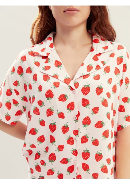Yeni Sezon Petite Gomlek Yaka Baskili Kadin Pijama Takimi - S5PR23Z8 modelleri