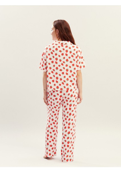 Yeni Sezon Petite Gomlek Yaka Baskili Kadin Pijama Takimi - S5PR23Z8 indirimleri
