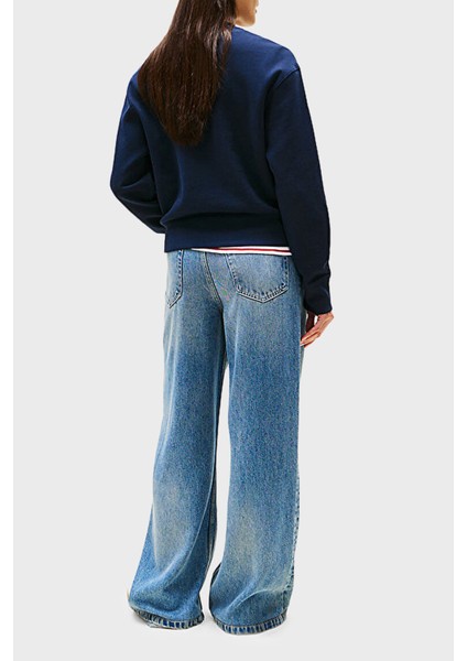 Pamuklu Regular Fit Bisiklet Yaka Logolu Sweat Bayan Sweat WW0WW47159 C1G modelleri