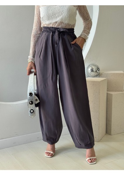 Antrasit Beli Lastikli Şalvar Pantolon modelleri