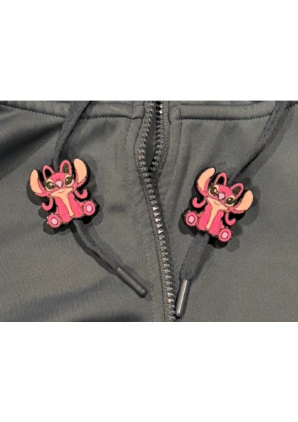 Lilo Stitch Karakterli Kapüşon Ipi Süsü Çiftli Stopper Sweatshirt Hoodie Aksesuar Takı fiyatları
