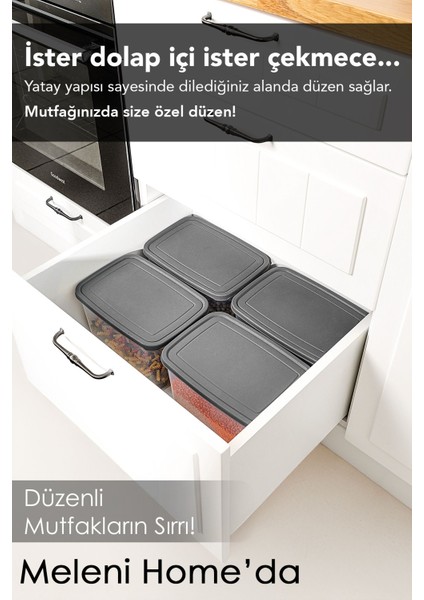 2'li Şeffaf Derin Saklama Kabı, 5300 Ml, Etiketli, Bakliyat ve Un Saklama Kutusu fırsatları