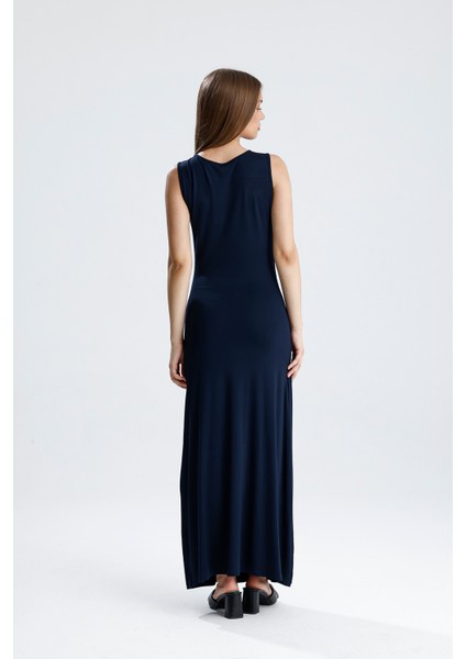 Yırtmaçlı Kolsuz Likralı Viskon Elbise | ELB35734 indirimleri