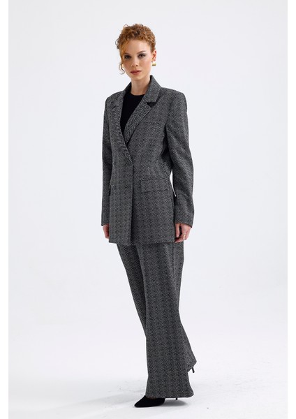 Astarlı Desenli Takım Elbise Ceket ve Pantolon | CKT36036 Zikzak Desenli