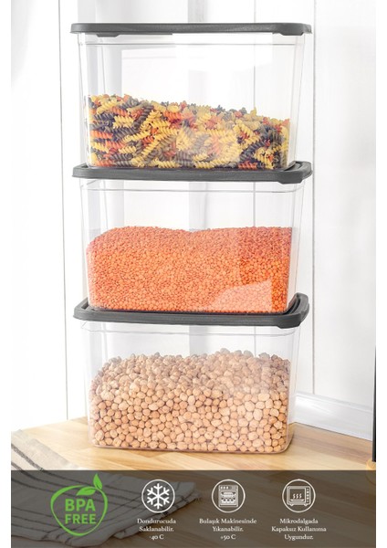 4 Adet Şeffaf Derin Saklama Kabı, 5300 Ml, Etiketli, Bakliyat ve Un Için Büyük Boy fiyatları
