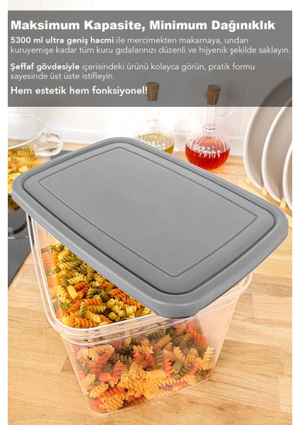 4 Adet Şeffaf Derin Saklama Kabı, 5300 Ml, Etiketli, Bakliyat ve Un Için Büyük Boy indirimleri