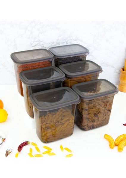 Gri 6'lı Saklama Kabı Seti, Pratik ve Şık Mutfak Düzeni Için Ideal fiyatları