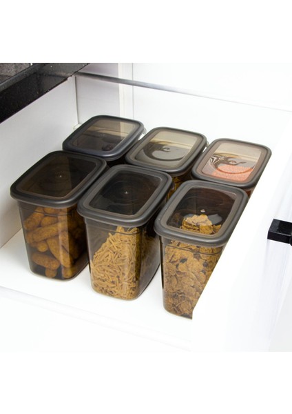 Gri 6'lı Saklama Kabı Seti, Pratik ve Şık Mutfak Düzeni Için Ideal