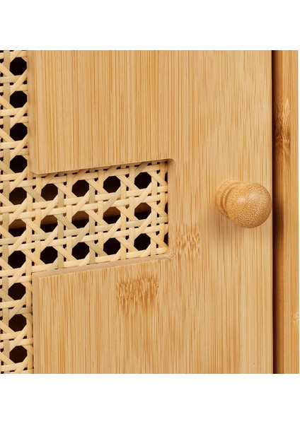 Bambu Dolabı 2 Raflı Mıknatıslı Kapaklı Doğal Rattan Görünümlü 28X28X16 Cm, Otel ve Restoranlar Için Uygun modelleri