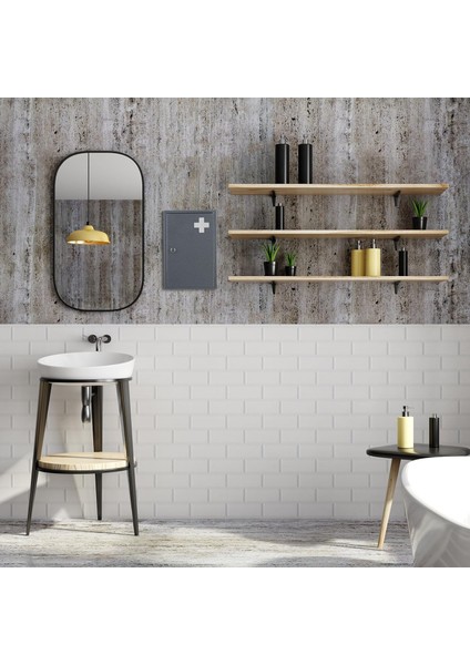 Kilitli Metal Dolabı 2 Raflı Duvara Monte Gri Beyaz 32X21 cm Ilk Yardım Kutusu fiyatları