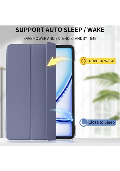 Apple iPad Air 11 Inç 6. Nesil Yatay Standlı Uyku Modlu Basic Arkası Sert Smart Kılıf A2902 A2903 modelleri