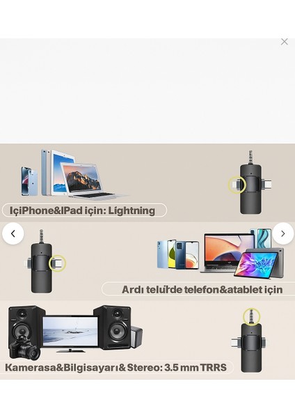 2 Li Kablosuz Yaka Mikrofonu Ios, Android, Kamera, Usb-C , Video Kaydı, Vloglama, Youtube Uyumlu fırsatları