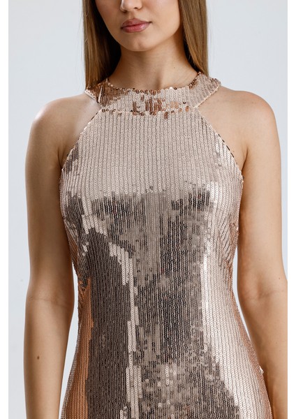 Astarlı Püsküllü Payet Elbise – Işıltılı Gecelerin Yıldızı | ELB36190 Gold fırsatları