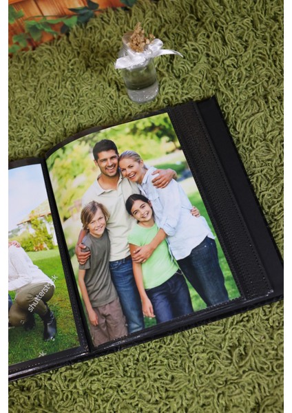 15x21 cm 100'lük Deri Fotoğraf Albümü Siyah fırsatları