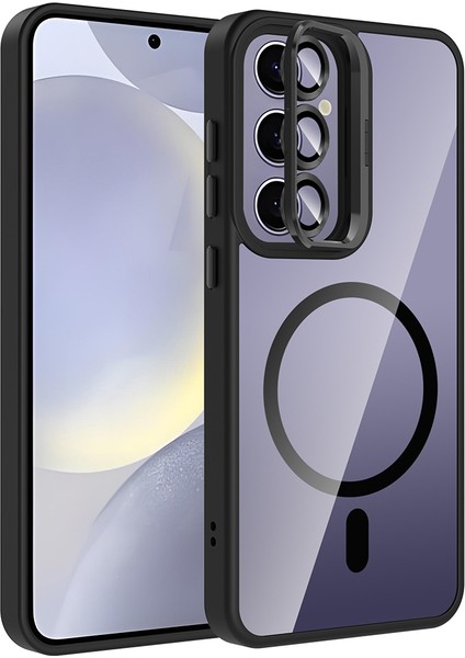 Samsung Galaxy S24 Plus Kamera Lensli Standlı Magnetik Koruyucu Kaliteli Kılıf Kapak