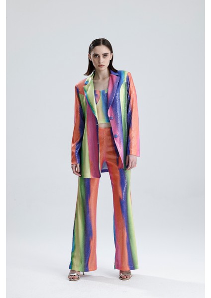 Abiye Takım Elbise | Ceket | Pantolon | Büstiyer 3 Lü Takım TK34264 Gökkuşağı fiyatları