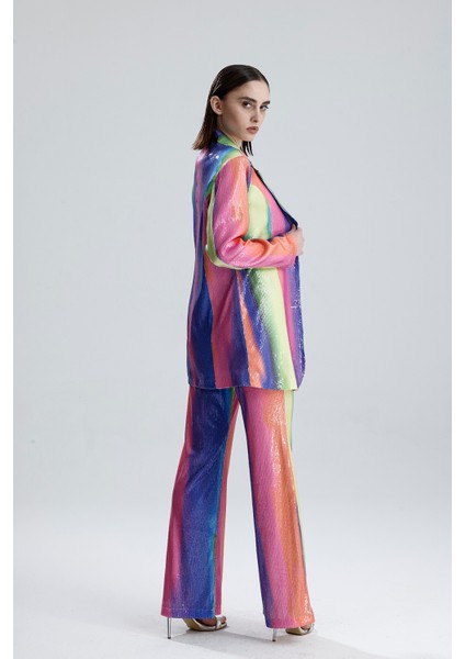 Abiye Takım Elbise | Ceket | Pantolon | Büstiyer 3 Lü Takım TK34264 Gökkuşağı modelleri