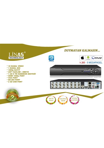 16 Kanal 5mp Ahd Dvr Xmeye Kayıt Cihazı modelleri