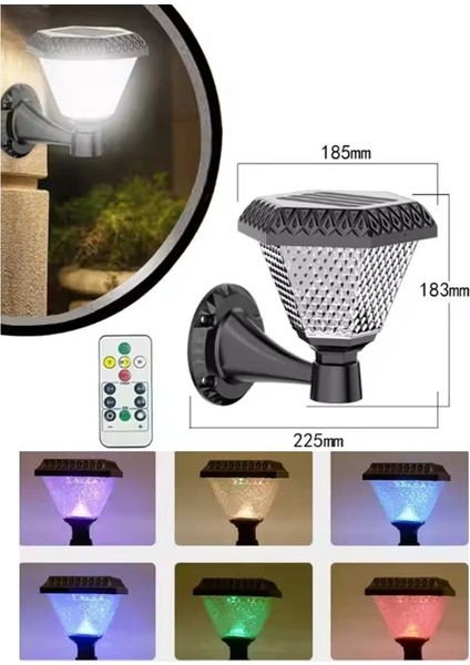 4 Adet Kumandalı Güneş Enerjili Solar Duvar Bahçe LED Aydınlatma Armatürü Rgb + Beyaz + Gün Işığı fiyatları
