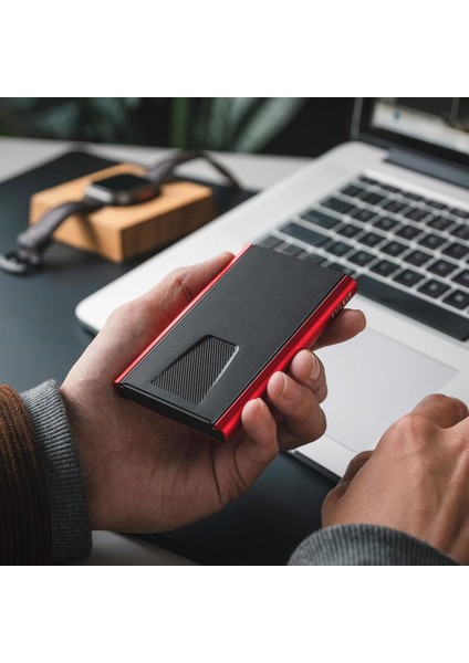 Ince Minimalist Alüminyum Kart Cüzdanı Rfıd Engelleme Pop Up Tasarımı