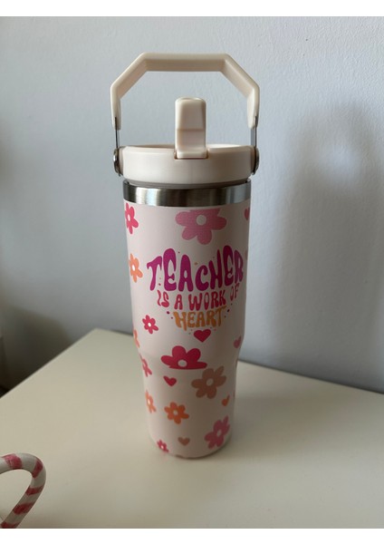 Öğretmenim The Iceflow Flip Straw Pipetli Termos Bardak| 30 Oz (0,89LT) Pipetli Quencher Termos