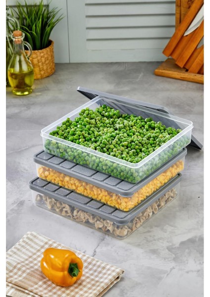 3'lü Kendinden Kapaklı Çok Amaçlı Derin Dondurucu Saklama Kabı Seti fırsatları