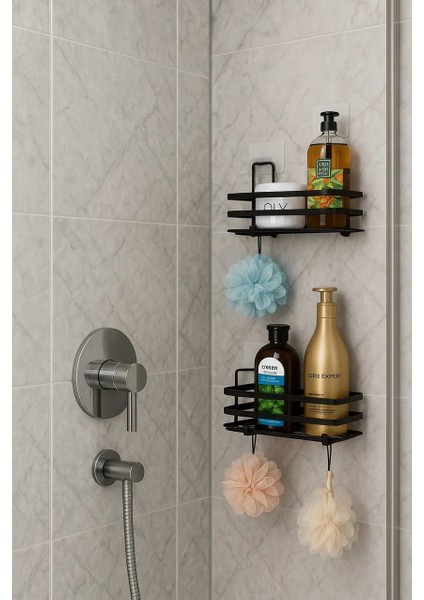 2'li Yapışkanlı Lamalı Banyo Rafı, 2'li Tek Katlı Banyo Organizer, Kancalı Banyo Düzenleyici fiyatları