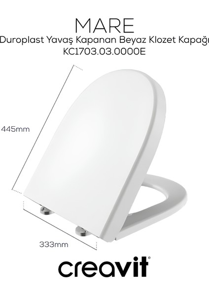 Mare Beyaz Kanalsız Duvara Sıfır Klozet Takımı MA361, Creavit Mare Duroplast Yavaş Kapak fırsatları
