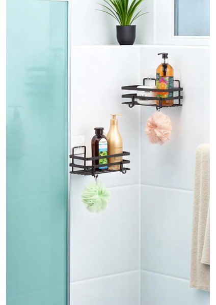 2'li Yapışkanlı Lamalı Banyo Rafı, 2'li Tek Katlı Banyo Organizer, Kancalı Banyo Düzenleyici fırsatları