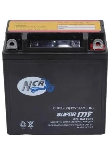 Ncr Dio Akü 12V / 5AH Yatık Akü Motosiklet Aküsü