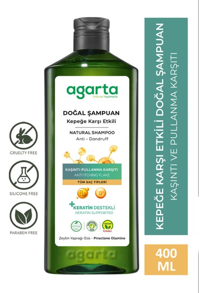 Doğal Kepeğe Karşı Etkili Şampuan 400 Ml(Vegan,tuzsuz)