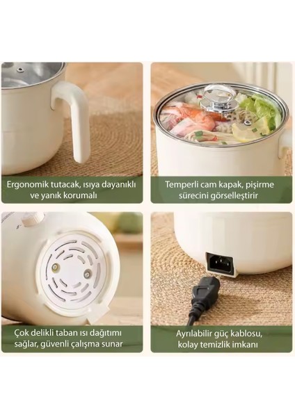 Çok Amaçlı Elektrikli Tencere | 600w | 1.6l | Buharlı Ve Yağda Pişirme Özellikli -Jj18b-2