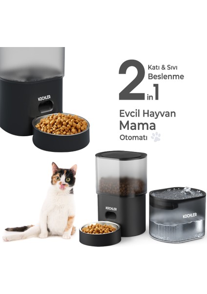 Evcil Hayvan Kedi Mama ve Su Otomatı Akıllı Besleme Ünitesi