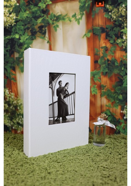 13x18 cm 200'lük Deri Fotoğraf Albümü Beyaz